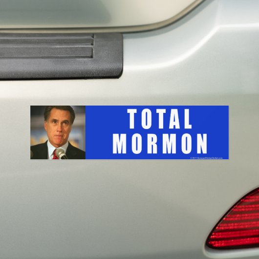 Anti-Romney sticker Total Mormon (Op auto)