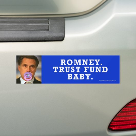 Anti-Romney sticker Trust Fund Baby (Op auto)
