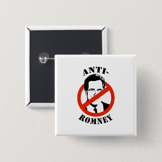 ANTI-ROMNEY - VIERKANTE BUTTON 5,1 CM (Voorkant /achterkant)