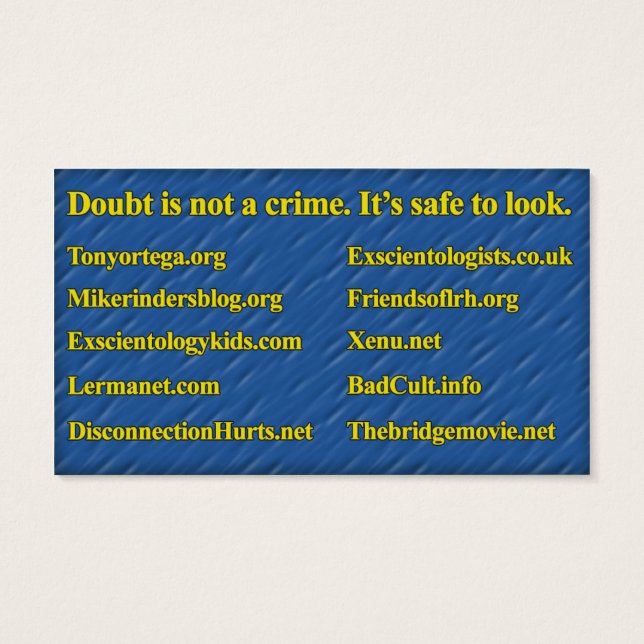 Anti-Scientology Info Kaart (Org-personeel) (Achterkant)