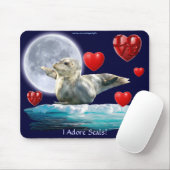 Anti-Sealhunt Seal-Pup, Moon & Hearts Mousepad Muismat (Met muis)