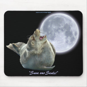 Anti-Sealhunt Seal-Pup & Moon Wildlife Mousepad Muismat