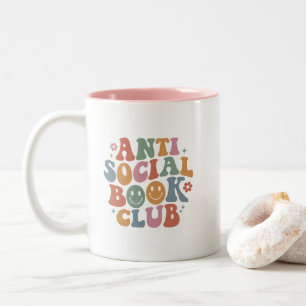 Anti Sociaal Boek Club Boek Grappige Quote  Tweekleurige Koffiemok