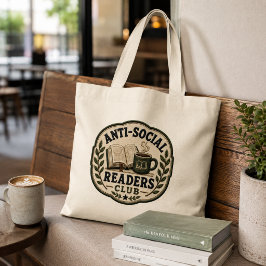 Anti-Sociaal Lezersclub Borduurwerk Stijl Boekenli Grote Tote Bag