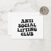 Anti Sociaal Liftclub Funny Gym Fitness Liefhebber Notitiekaartje (Voorkant / Achterkant in situ)