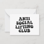 Anti Sociaal Liftclub Funny Gym Fitness Liefhebber Notitiekaartje (Voorkant)