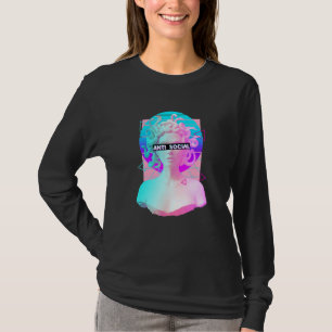 Anti Sociaal Retro Vaporwave Medusa Beeld Griekse T-shirt