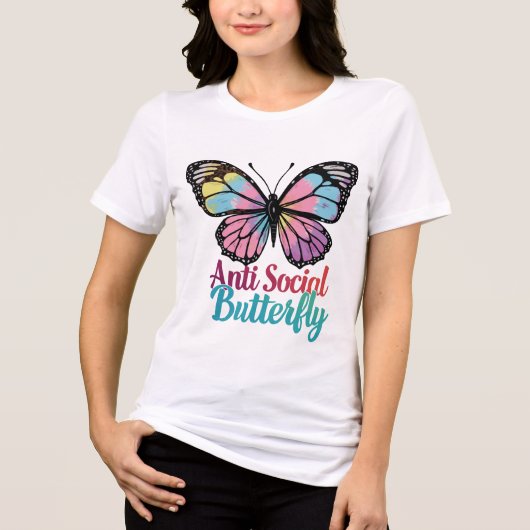 Anti-Social Butterfly – Introvert Statement Tee Tri-Blend Shirt (Voorkant)