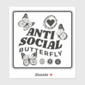 ANTI SOCIAL BUTTERFLY STICKER (Vel)
