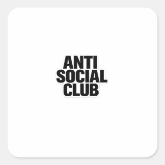 Anti Social Club Grappige Introvert Minimalistisch Vierkante Sticker