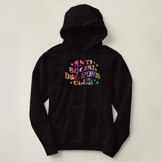 Anti-social Dog Moms Club Retro Tie Dye Dog mam Hoodie (Design voorkant)