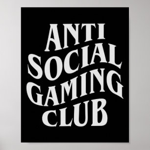 Anti Social Gaming Club Grappige Videospel Speler Poster