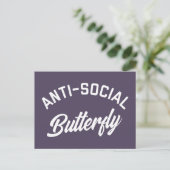 Anti-sociale Butterfly Funny Quote Briefkaart (Staand voorkant)
