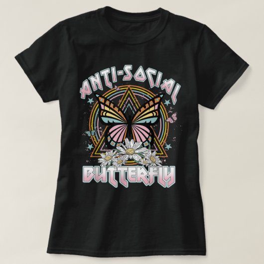 Anti-sociale Butterfly Funny Retro  design T-shirt (Design voorkant)