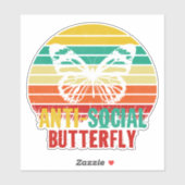 Anti-sociale Butterfly Retro Stripes Sticker (Vel)