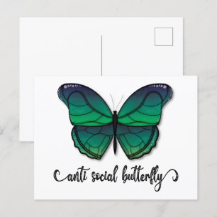 Anti-sociale groene vlinder briefkaart
