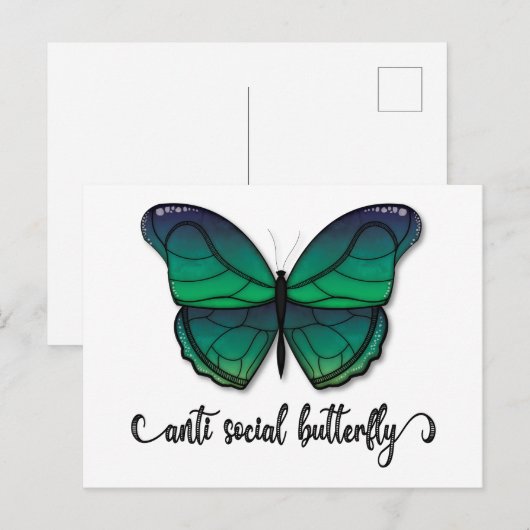 Anti-sociale groene vlinder briefkaart (Voorkant / Achterkant)