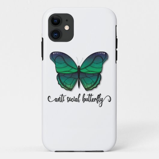 Anti-sociale groene vlinder Case-Mate iPhone case (Achterkant)