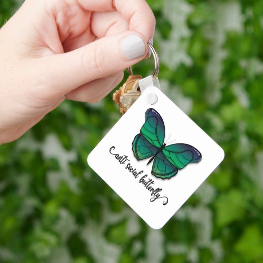 Anti-sociale groene vlinder sleutelhanger (Hand)