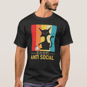 Anti-sociale Japanse atekst Aesthetische Vintage C T-shirt