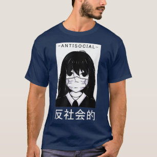 Anti-sociale Japanse tekst esthetisch Manga Vaporw T-shirt