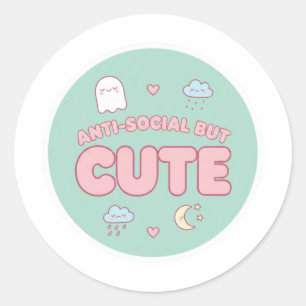 Anti-Sociale Maar Schattige Pastel Esthetische Sti Ronde Sticker