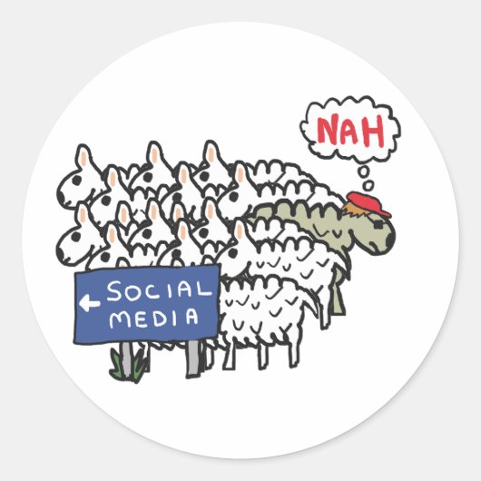 Anti-sociale media ronde sticker (Voorkant)