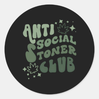 Anti-sociale stoner club wiet citaat roken ronde sticker