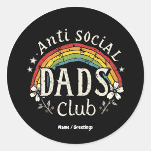 Anti sociale vaders Club Retro Funny Vaderdag Ronde Sticker