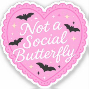 Anti-Sociale Vleermuis Roze Goth Hart Schattige Sticker