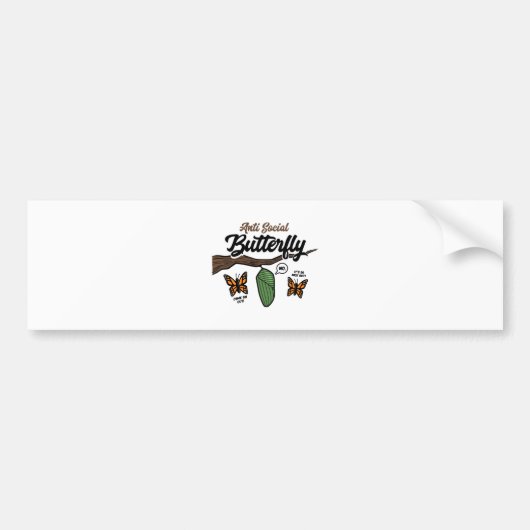 Anti sociale vlinder bumpersticker (Voorkant)