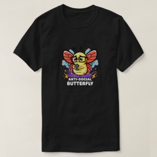 Anti-sociale vlinder Grappige introvert nerd ontwe T-shirt