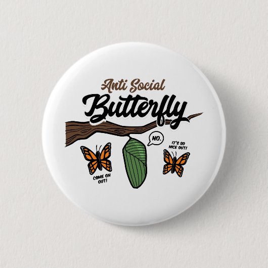Anti sociale vlinder ronde button 5,7 cm (Voorkant)