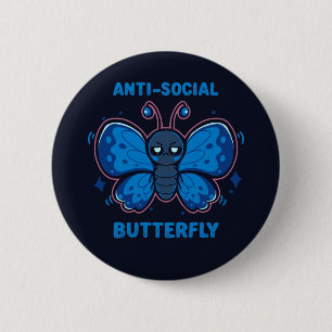 Anti-sociale vlinder ronde button 5,7 cm