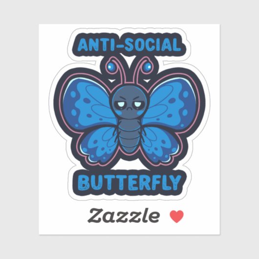 Anti-sociale vlinder sticker (Vel)