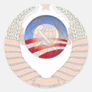 Anti-socialistische verklaring Krem & Obama logo's Ronde Sticker