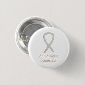 Anti-Stalking Awareness White Ribbon Custom Pin Ronde Button 3,2 Cm (Voorkant /achterkant)