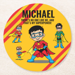 ANTI-STRESS KIDS HERO SUPERHERO POWER TEAM RONDE KARTONNEN ONDERZETTER