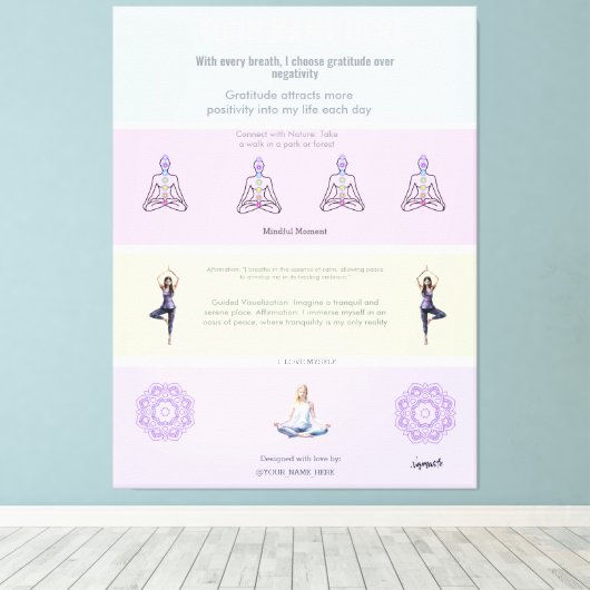 ANTI-Stress with every breath I choose gratitude Canvas Afdruk (Insitu (Houten vloer))