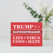 Anti-Trump 2020 Superspreader Lies Cons Hate Briefkaart (Staand voorkant)