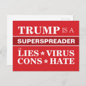 Anti-Trump 2020 Superspreader Lies Cons Hate Briefkaart (Voorkant / Achterkant)