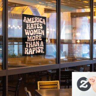 Anti Trump Anti MAGA protest feministische activis Raamsticker