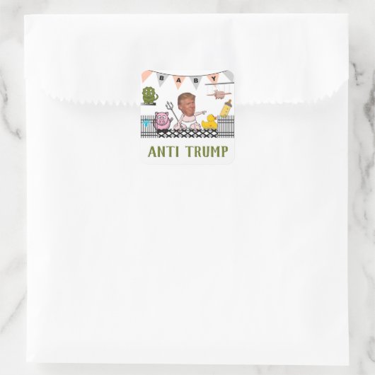 Anti Trump / Baby, Vierkante Sticker (Tas)