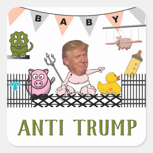 Anti Trump / Baby, Vierkante Sticker (Voorkant)