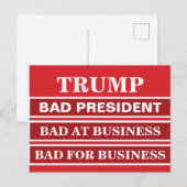 Anti-Trump Bad Business President Stemming blauw Briefkaart (Voorkant / Achterkant)