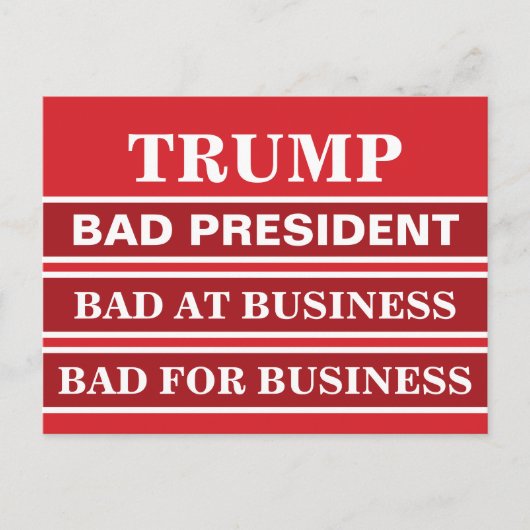 Anti-Trump Bad Business President Stemming blauw Briefkaart (Voorkant)