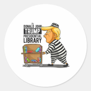 Anti-Trump Bibliotheek Grappig Grijs _ Clic Fit, C Ronde Sticker