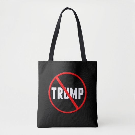Anti-Trump Bold Red Strike Through Black Tote Bag (Voorkant)