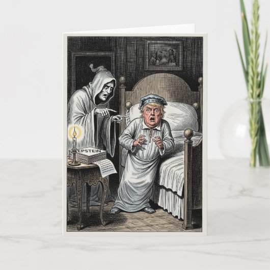 Anti Trump Christmas Carol, Scrooge Epstein Parody Feestdagen Kaart (Voorkant)