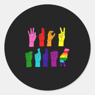 Anti-trump gebarentaal LGBTQ+ protest Ronde Sticker